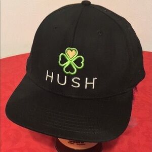 IVORY Headwear “HUSH” Shamrock Sewn Logo Black Snapback Dad Hat Baseball Cap New